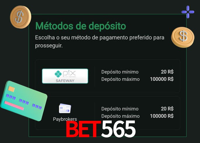 O cassino bet565 oferece uma grande variedade de métodos de pagamento